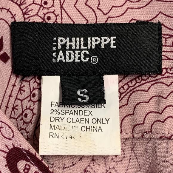 Size S Pink Burgundy Silk Blend Paisley Sleeveless Layered High Neck Casual Top - Picture 5 of 5